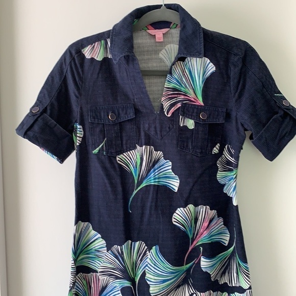 Lilly Pulitzer Gingko Leaves Print Dress 0 - Picture 2 of 10